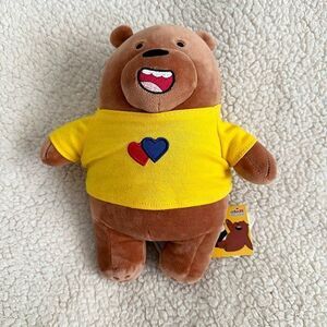 NWT Miniso Life We Bare Bears Grizzly Plush 9.5” Stuffed Toy Cartoon Network